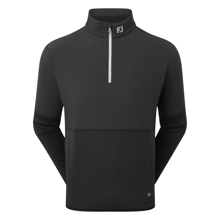 front of the FootJoy ThermoSeries Hybrid Men's Golf Midlayer in black with white zip