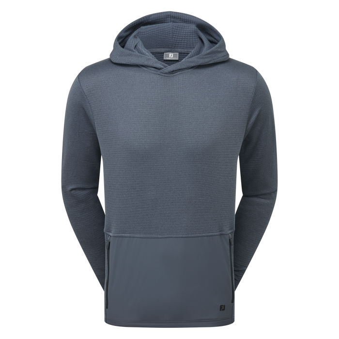 a charcoal FootJoy ThermoSeries Crossover Golf Hoodie from the front