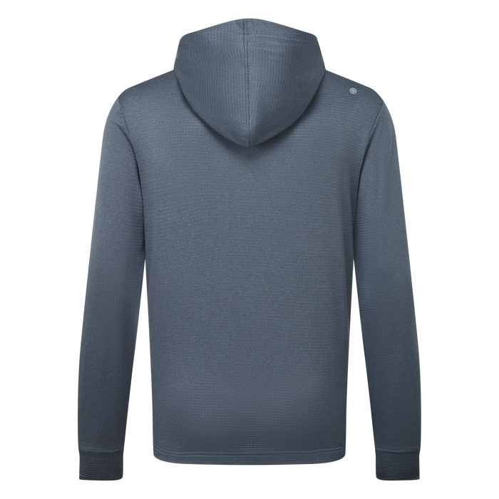 back of a FootJoy ThermoSeries Crossover Golf Hoodie in charcoal grey