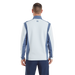 Back view of FootJoy ThermoSeries Blocked Golf Midlayer in light grey and navy blue with a high collar and FJ logo.