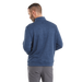 Back view of a blue FootJoy ThermoSeries space dye golf midlayer with a quarter-zip collar and textured fabric.