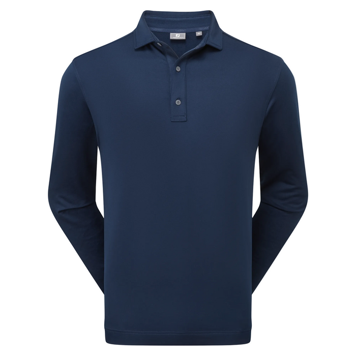 front of the FootJoy ThermoSeries Long Sleeve Men's Golf Polo Shirt in navy