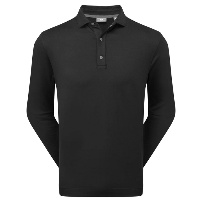 front of the FootJoy ThermoSeries Long Sleeve Men's Golf Polo Shirt in black