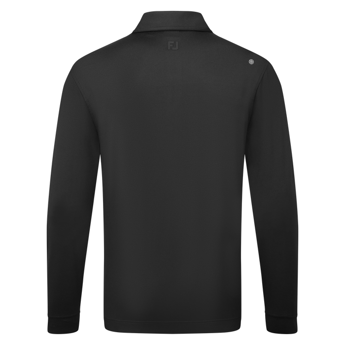 back of the FootJoy ThermoSeries Long Sleeve Men's Golf Polo Shirt in black