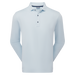 front of the FootJoy ThermoSeries Long Sleeve Men's Golf Polo Shirt in mist light blue