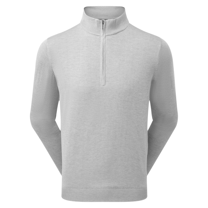 front of the FootJoy drirelease Half Zip Lined Men's Golf Sweater in heather grey