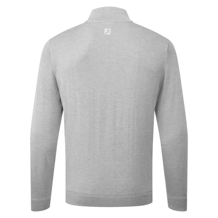 back of the FootJoy drirelease Half Zip Lined Men's Golf Sweater in grey