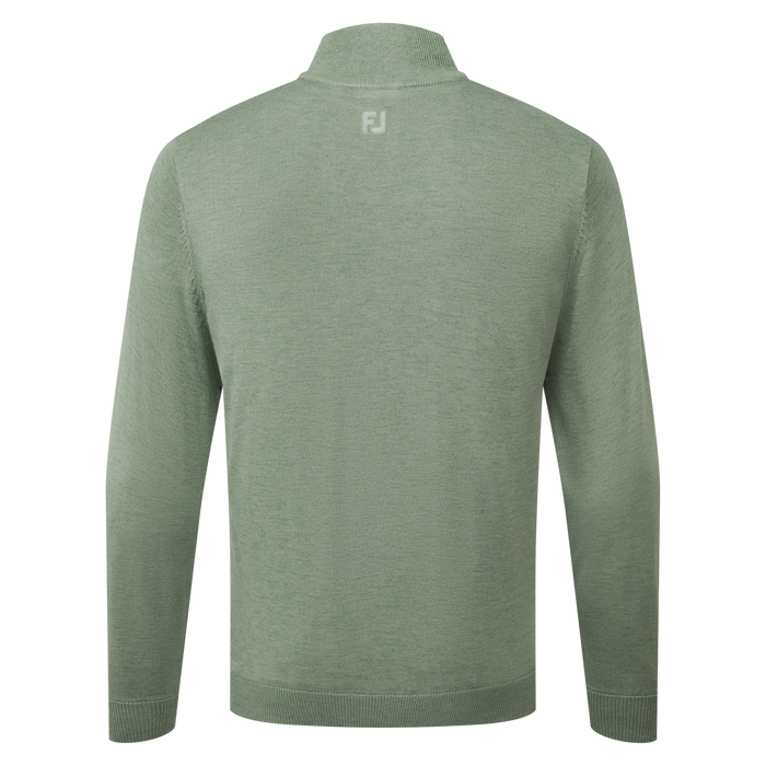 back of the FootJoy drirelease Half Zip Lined Men's Golf Sweater in lichen green