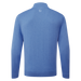 the back of the FootJoy drirelease Half Zip Lined Men's Golf Sweater in heather blue