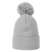 FootJoy Cuffed Golf Bobble Hat in light grey, featuring a ribbed knit design and a matching pom-pom top, front view.