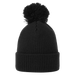 FootJoy Cuffed Golf Bobble Hat in navy, featuring a ribbed knit design and a matching pom-pom top, front view.