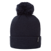Black FootJoy cuffed golf bobble hat in a ribbed knit design with a matching pom-pom and side logo tab.