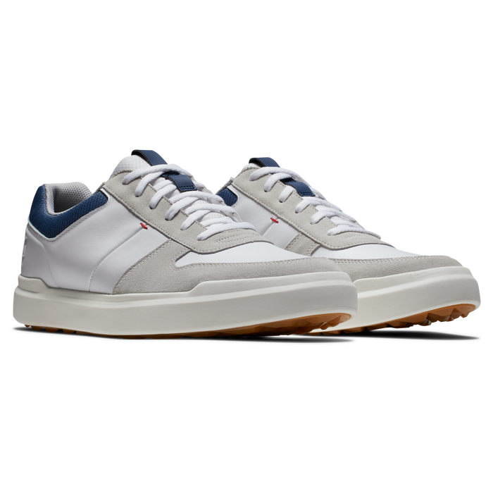 FootJoy Contour Casual Men's Spikeless Golf Shoes - White/Navy/Grey