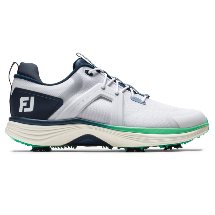 FootJoy HyperFlex Golf Shoes - white navy green side view