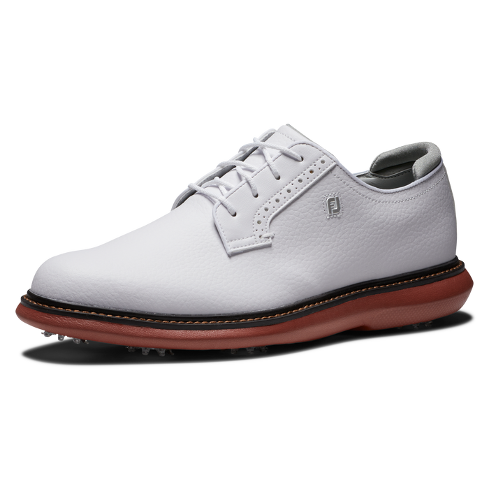 FootJoy Traditions Blucher Mens Golf Shoes - White/White/Brick