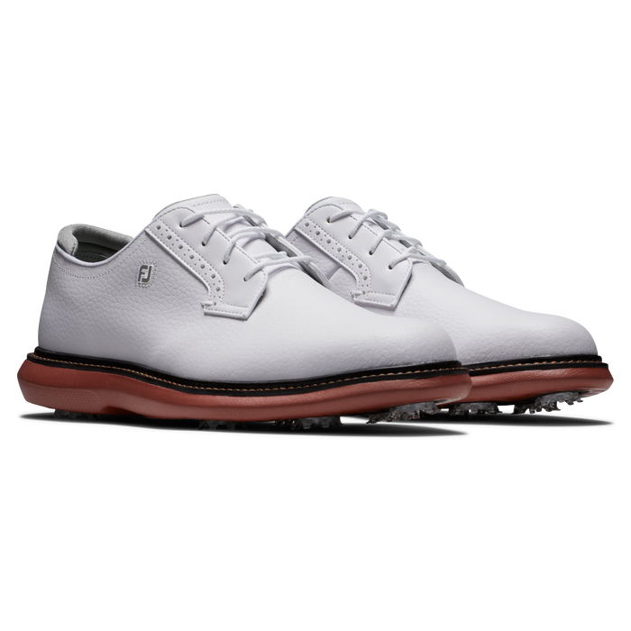 FootJoy Traditions Blucher Mens Golf Shoes - White/White/Brick