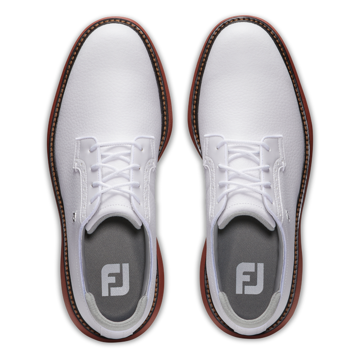 FootJoy Traditions Blucher Mens Golf Shoes - White/White/Brick