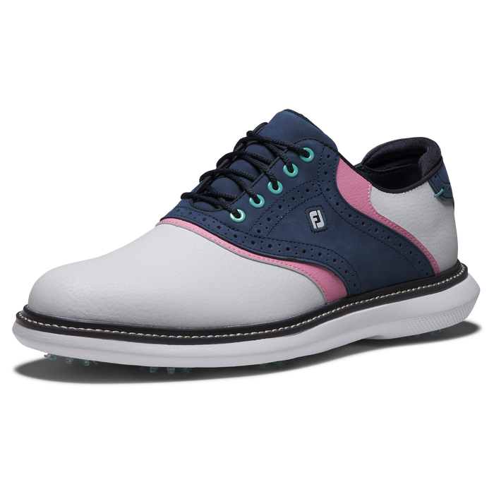 FootJoy Traditions Mens Golf Shoes - White/Navy/Pink