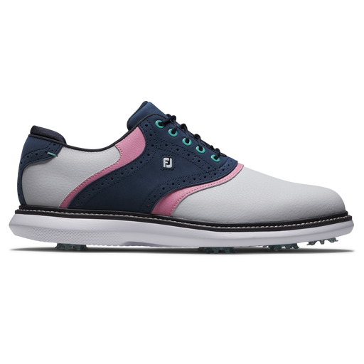 FootJoy Traditions Mens Golf Shoes - White/Navy/Pink