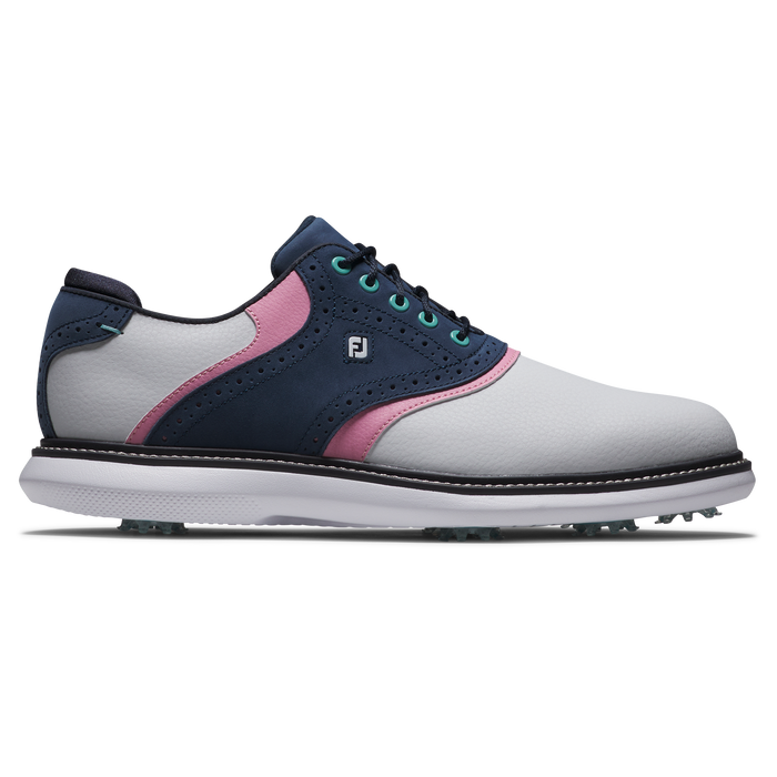 FootJoy Traditions Mens Golf Shoes - White/Navy/Pink