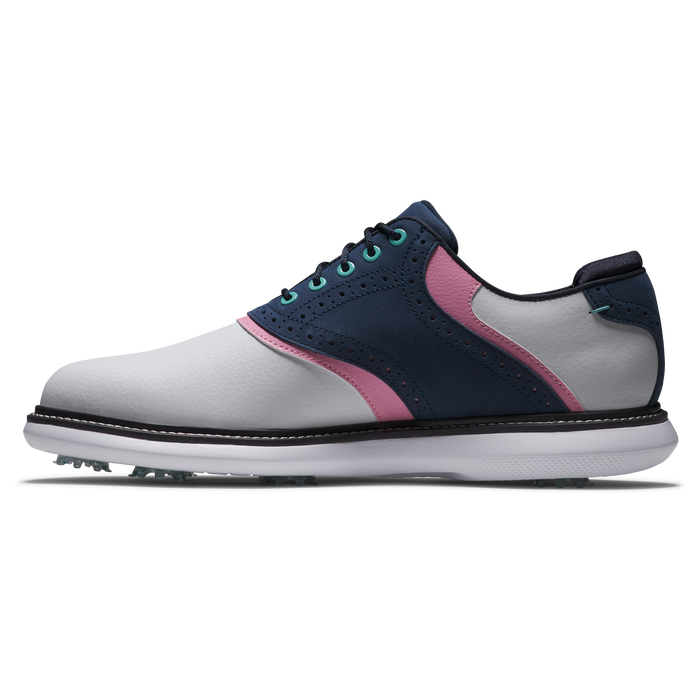 FootJoy Traditions Mens Golf Shoes - White/Navy/Pink