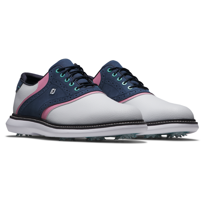 FootJoy Traditions Mens Golf Shoes - White/Navy/Pink