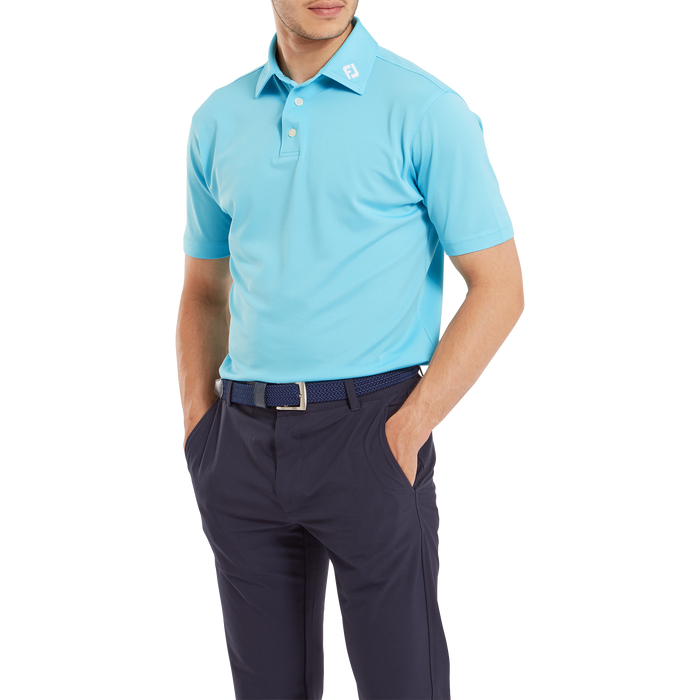 FootJoy Stretch Pique Solid Golf Shirt - Riviera Blue