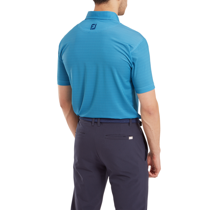 FootJoy Octagon Print Lisle Golf Polo Shirt - Blue Sky