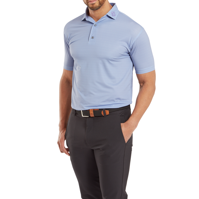 FootJoy Octagon Print Lisle Golf Polo Shirt - Mist