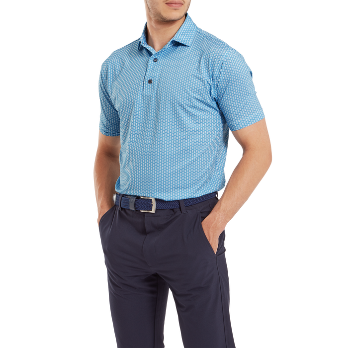 FootJoy Scallop Shell Print Foulard Golf Polo Shirt - Blue Sky