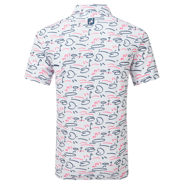 FootJoy Golf Course Doodle Print Pique Shirt - White