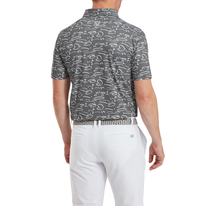 FootJoy Golf Course Doodle Print Pique Shirt - Gravel