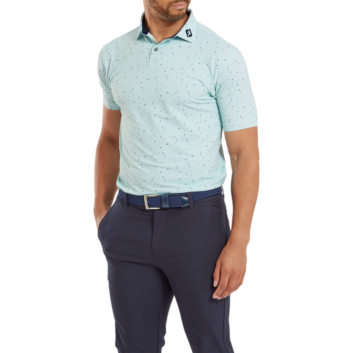 FootJoy Tweed Texture Pique Golf Shirt - Sea Glass