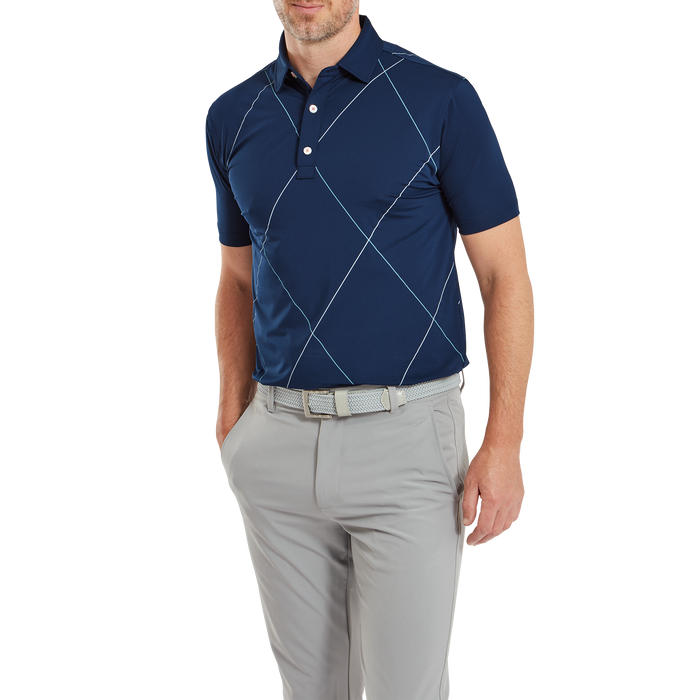 FootJoy Raker Print Lisle Golf Polo Shirt - Navy