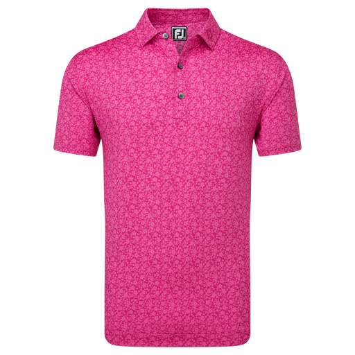 FootJoy Painted Floral Lisle Golf Polo Shirt - Berry