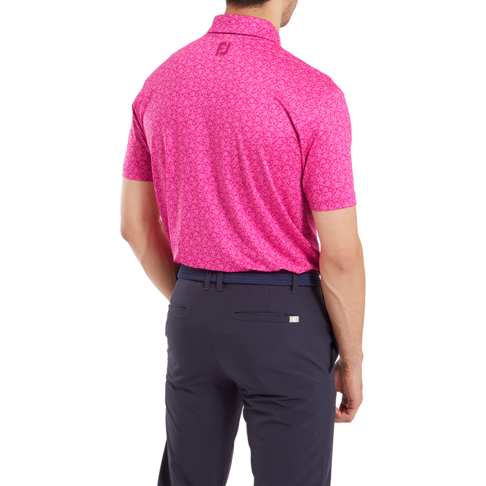 FootJoy Painted Floral Lisle Golf Polo Shirt - Berry