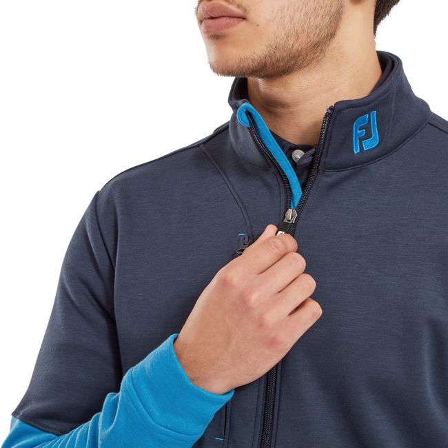FootJoy Jersey Solid Chill-Out Full Zip Golf Mid Layer Colour - Navy/Blue