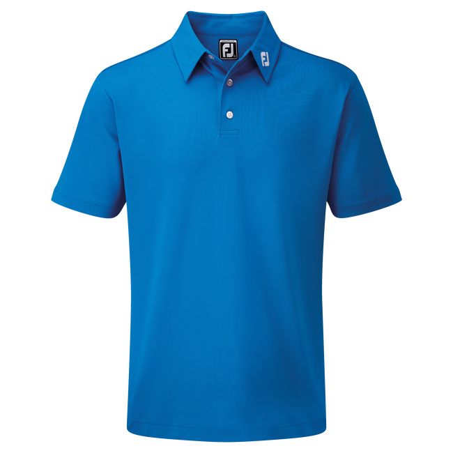 FootJoy Stretch Solid Pique Plain Golf Shirt - Blue