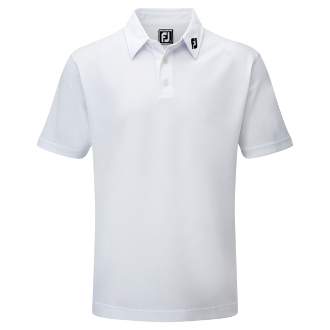 FootJoy Stretch Solid Pique Plain Golf Shirt - White