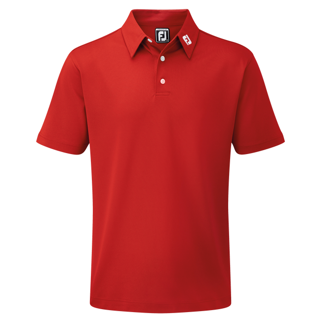 FootJoy Stretch Solid Pique Plain Golf Shirt - Red