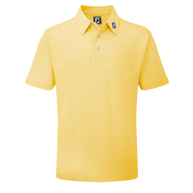 FootJoy Stretch Solid Pique Plain Golf Shirt - Yellow