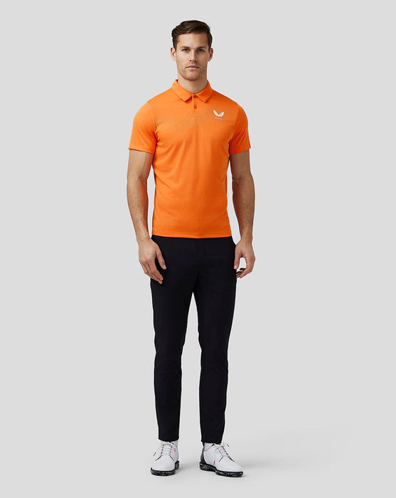 Castore Engineered Knit Golf Polo Shirt - Deep Orange