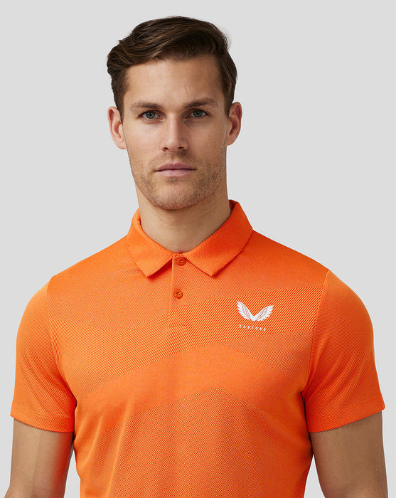 Castore Engineered Knit Golf Polo Shirt - Deep Orange