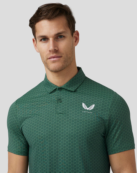 Castore Printed Golf Polo Shirt - Pine Grey (Green)