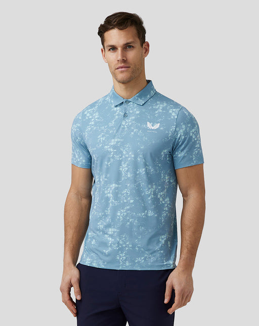 Castore Geo Printed Golf Polo Shirt - Stone Blue