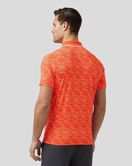 Castore Printed Tech Golf Polo Shirt - Deep Orange