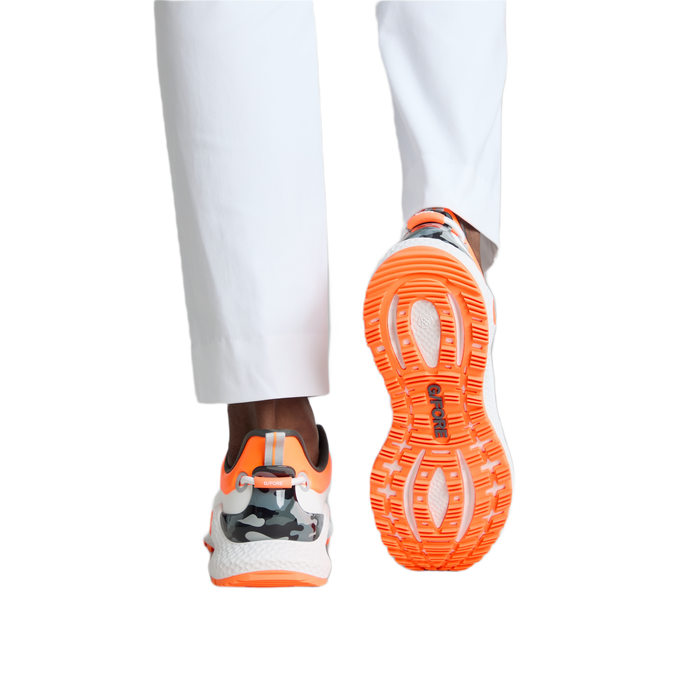 G/FORE MG4+ O2 Camo Accent Men's Spikeless Golf Shoes - New - white and orange on model