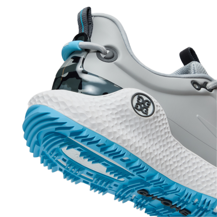 G/FORE MG4+ O2 Men's Spikeless Golf Shoes - New - heel view - grey/blue