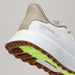 G/FORE G.112 Spikeless Golf Shoes in white and dune beige, close up of the heel
