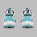 G/FORE MG4+ O2 Gradient G/LOCK Golf Shoes in white and light blue, view of the heels of both shoes